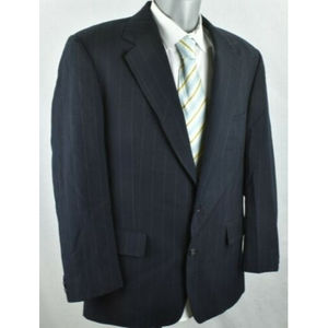 43R Brooks Brothers Mens Black Chalk Stripe Pinstripe Blazer Wool Sport Coat